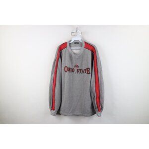 Vintage Mens Large Distressed Spell Out Ohio State University Sweatshirt Gray